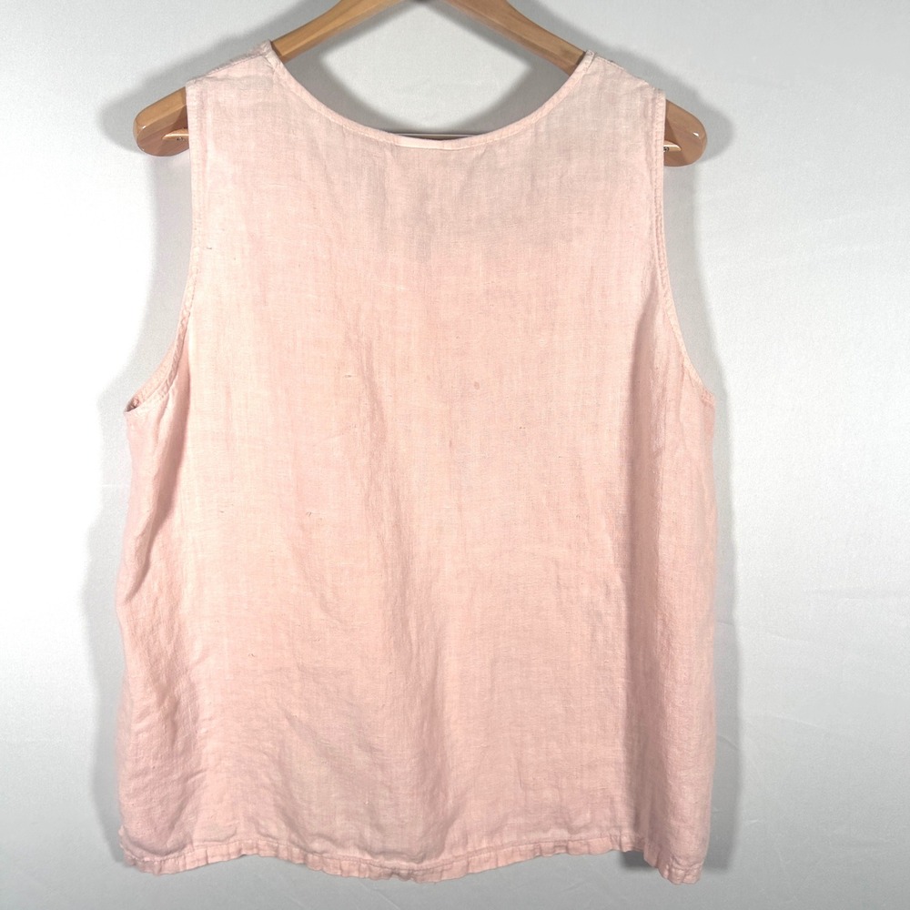 Hot Cotton Sleeveless Top Women's 100% Linen Coastal Relaxed Luxury Pink‎ 2X EUC - Picture 2 of 6